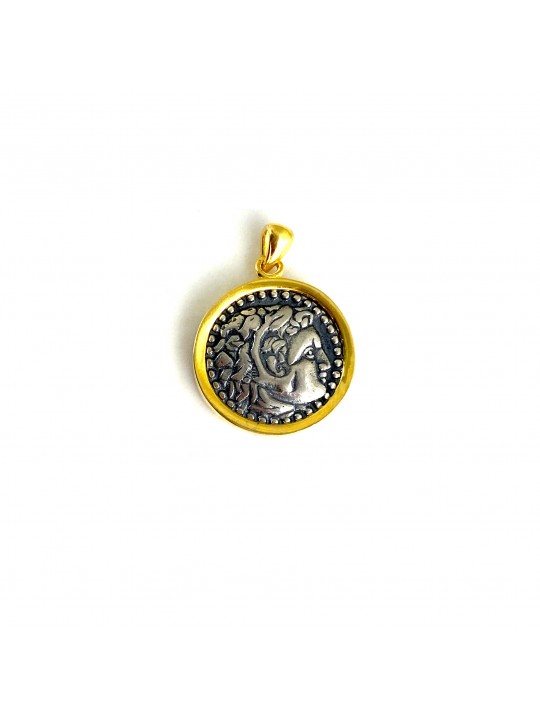 Silver pendant head of Alexander the Great